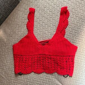M Red Crochet Women Top